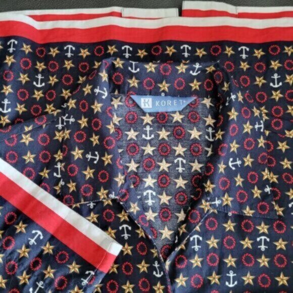 KORET - Nautical Red white and Blue Button Down Shirt Women’s Sz M - Picture 4 of 9